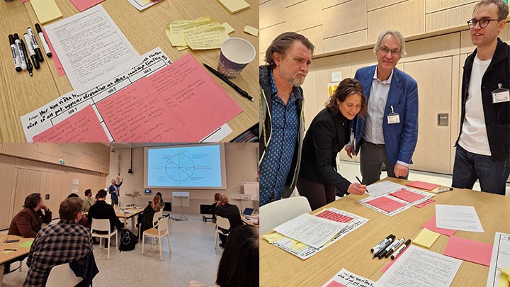 Martin Björklind, Psykologförbundet, Lena Axelsson Svedell, forskare vid Örebro universitet, och John Holmgren och Johan Holmén från Chalmers var några av deltagarna på workshoppen om Framtidens psykiatri på Regeringskansliet.