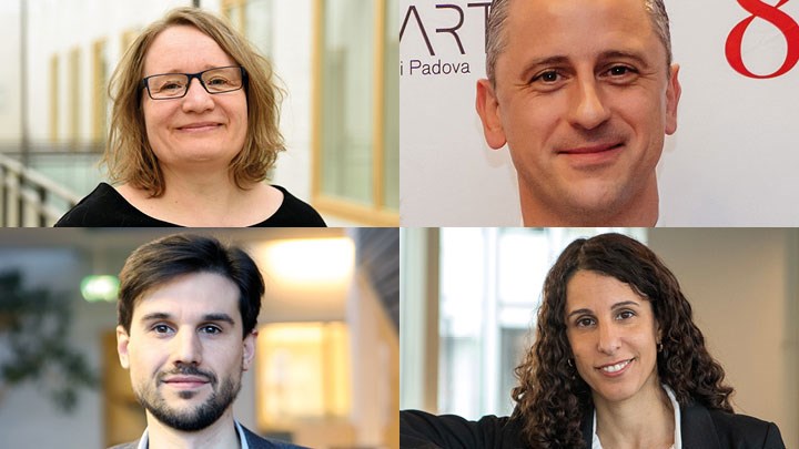 Bildcollage med Franziska Klügl, professor, Mauro Conti, gästprofessor, Alberto Giaretta, biträdande lektor, och Amy Loutfi, professor .
