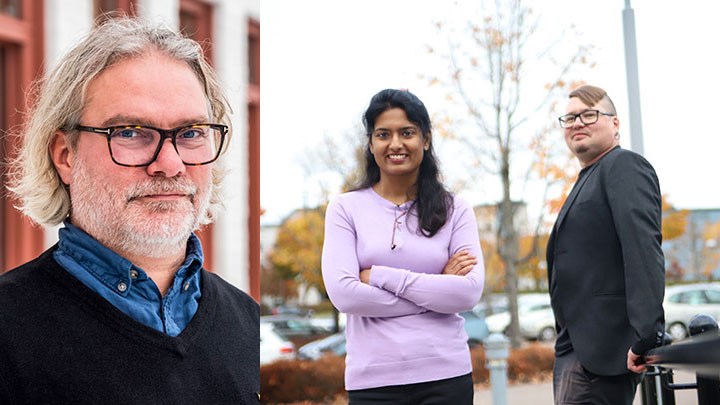 Christian Lundahl, professor i pedagogik, och AI-forskarna Savitha Sam Abraham och Andreas Persson.