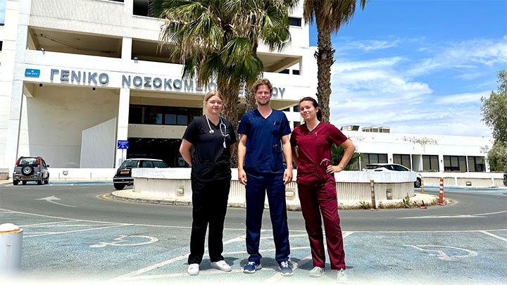 Annina Nyström, Hjalmar Fransson och Nicole Berner på Cypern.