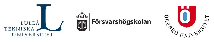 Loggor för Luleå tekniska universitet, Försvarshögskolan och Örebro universitet.