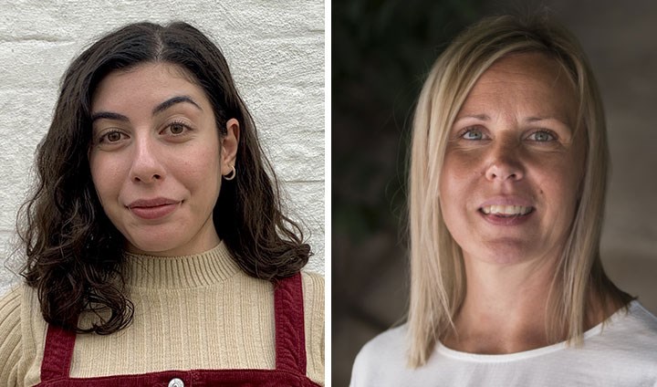 Två porträtt som visar studenten Kristina Khajo och hennes mentor Maria Fridberg.