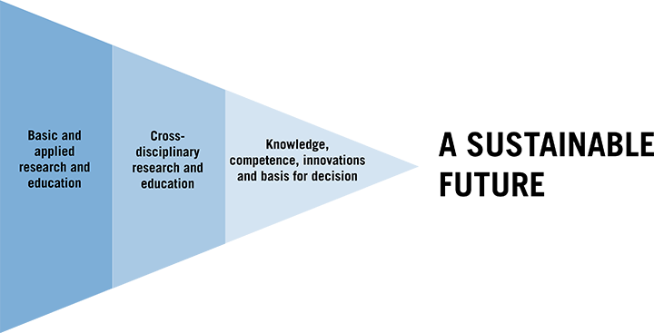 A triangle pointing to the text Sustainable future.