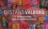 Ett collage av ansikten på sjungande människor. Över bilderna står texten "Distansvalborg", "#distansvalborg" och "oru.se/distansvalborg"