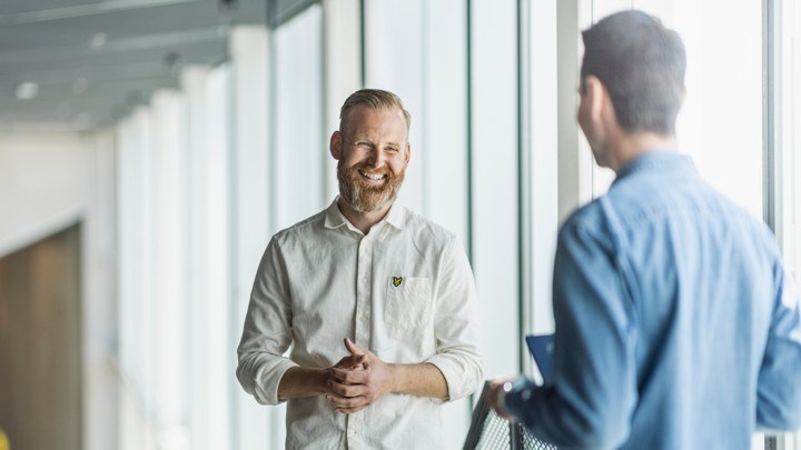 Two people meeting up for a job interview