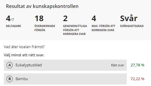 skärmbild statistik kunskapskontroll