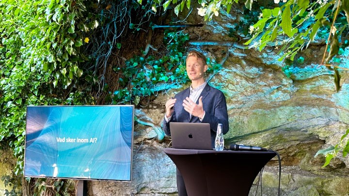 Erik Engberg deltog i seminariet om AI och dess effekter på arbetsmarknaden.