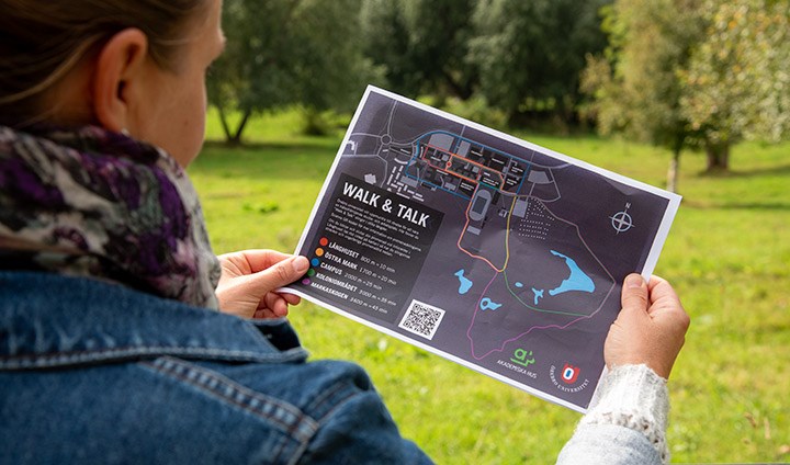 A map of the walk and talk routes around Örebro University.