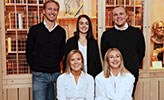 Studenterna från Restaurang- och hotellhögskolan som ska tävla i EMCUp: Christoffer Sörensson Wattrang, Louise Ahlroos, Folke Ununger, Linnea Björk och Hedda Aggebrant.