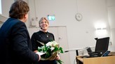 Åsa Källström och Viktor Breström, vice ordförande med utbildningspoltitiskt ansvar, Örebro studentkår. 