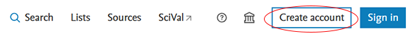 1. Skapa ett konto i Scopus. Om du redan gjort det logga in dig.