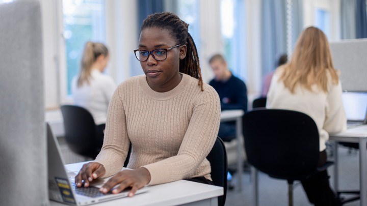 A woman working on her CV