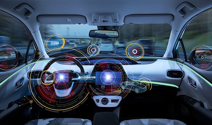 Self-driving vehicle cockpit.