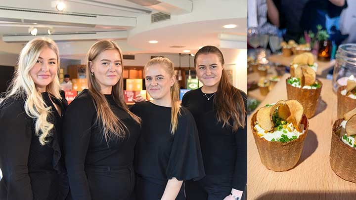 Gruppen med studenter och deras crustad med drönarlarver.