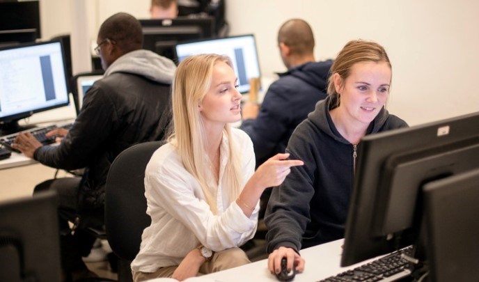 student at a computer