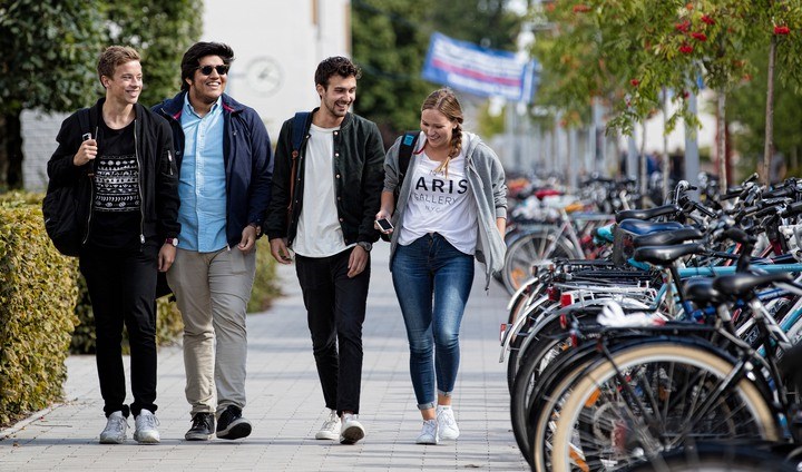 Students take a walk.